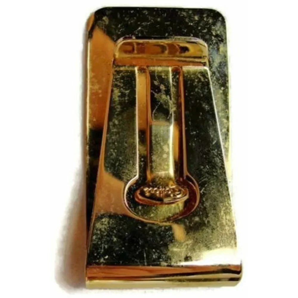 Vtg Money Clip Colibri Ribbed Engravable Wallet Credit Card Cash ID Holder GoldT